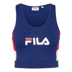 Biustonosz sportowy damski Fila Burs. Niebieskie biustonosze sportowe damskie Fila, bez wzorów, z bawełny. Za 53.00 zł.