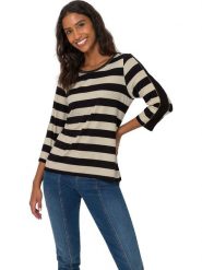 Heine Koszulka w kolorze czarno-beżowym rozmiar: 36. Brązowe bluzki damskie Heine, bez wzorów, bez kołnierzyka. Za 61.46 zł.