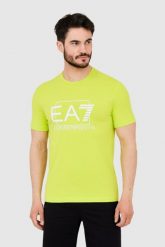 EA7 Zielony męski t-shirt z dużym białym logo. Zielone t-shirty męskie EA7 Emporio Armani, m, bez wzorów, bez kołnierzyka. W wyprzedaży za 248.99 zł.