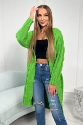 Sweter z warkoczowym splotem jasno zielony. Zielone swetry klasyczne damskie KESI, l, z syntetyku, bez kołnierzyka, plus size. Za 198.65 zł.