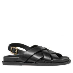 Sandały Geox. Czarne sandały damskie Geox, bez wzorów, bez obcasa, na płaskiej podeszwie. Za 469.99 zł.