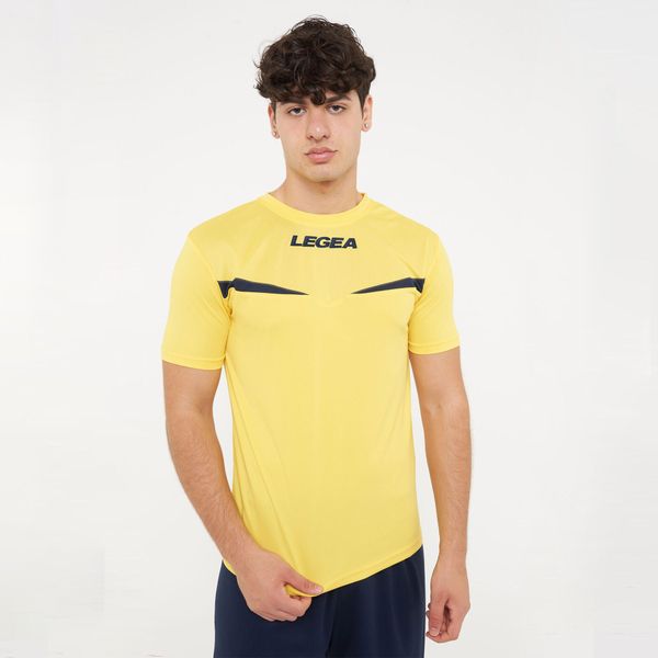 Męska koszulka do biegania Pristina MC oddychająca żółto-niebieska. Niebieskie t-shirty sportowe męskie Legea, l, z materiału, bez ramiączek, do biegania. Za 52.00 zł.