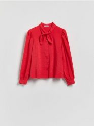 Koszula z modalem - czerwony. Czerwone koszule damskie Reserved, l, bez wzorów, z tkaniny, bez kołnierzyka, bez ramiączek. Za 119.99 zł.