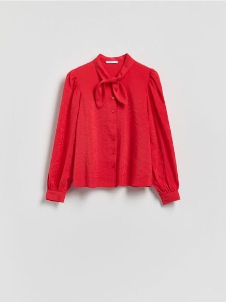 Koszula z modalem - czerwony. Czerwone koszule damskie Reserved, l, bez wzorów, z tkaniny, bez kołnierzyka, bez ramiączek. Za 119.99 zł.