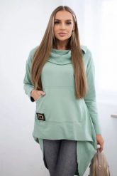Bluza z długim tyłem i kapturem ciemna miętowa. Zielone bluzy z kapturem damskie KESI, l, z bawełny. Za 229.98 zł.