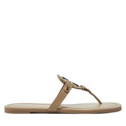 Japonki Tory Burch. Brązowe klapki damskie Tory Burch, bez wzorów, bez obcasa. Za 879.99 zł.