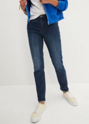 Dżinsy ze stretchem Straight, mid waist. Niebieskie jeansy damskie bonprix. Za 79.99 zł.