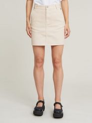 G-Star Spódnica dżinsowa w kolorze kremowym rozmiar: W26. Brązowe spódniczki damskie G-Star, bez wzorów, z bawełny, retro, z podwyższonym stanem, mini, proste. Za 164.02 zł.