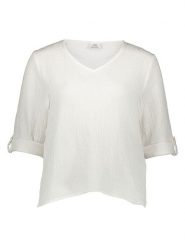 JDY Bluzka "Theis Life" w kolorze białym rozmiar: S. Białe bluzki damskie JDY, s, bez wzorów, z bawełny, bez kołnierzyka, bez ramiączek. Za 88.02 zł.