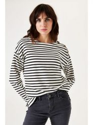 Garcia Sweter w kolorze biało-czarnym rozmiar: M. Białe swetry klasyczne damskie Garcia, m, z bawełny, bez kołnierzyka. Za 148.26 zł.