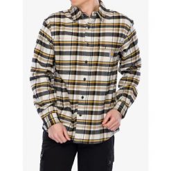Koszula męska Carhartt Flannel L/S Plaid Shirt. Brązowe koszule męskie Carhartt, l, bez wzorów, bez kołnierzyka, bez ramiączek. Za 277.99 zł.