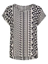 Sublevel Bluzka w kolorze kremowo-granatowym rozmiar: XL. Brązowe bluzki damskie Sublevel, xl, bez wzorów, z wiskozy, bez kołnierzyka, bez ramiączek. Za 82.83 zł.