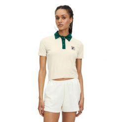 Koszulka polo damska FILA Looknow. Brązowe bluzki damskie Fila, s, bez wzorów, bez kołnierzyka, bez ramiączek. Za 149.99 zł.
