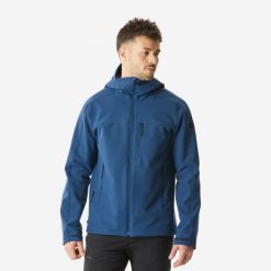 Kurtka softshell turystyczna męska Quechua MT500. Czarne kurtki męskie FORCLAZ, m, bez wzorów, z polaru, bez kaptura. Za 249.99 zł.