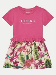 Guess Sukienka codzienna K5GK08 K6YW4 Różowy Regular Fit. Czerwone sukienki dziewczęce Guess, z aplikacjami, z bawełny, bez ramiączek. Za 99.99 zł.