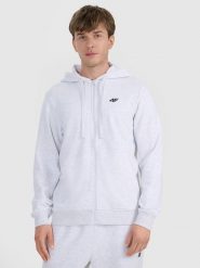 4F Bluza dresowa rozpinana z kapturem męska - szara 3XL. Szare bluzy sportowe męskie 4f, bez wzorów, z bawełny, sportowe, bez kołnierzyka, bez ramiączek. Za 169.99 zł.