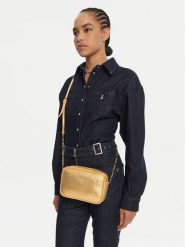 Patrizia Pepe Torebka 8B0071/L138-Y442 Złoty. Żółte listonoszki damskie Patrizia Pepe, bez wzorów, ze skóry, bez dodatków. Za 579.99 zł.