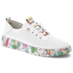 Półbuty damskie Artiker, skóra naturalna ażurowa cholewka klasyczne sznurowanie lekka elastyczna podeszwa miękka wkładka ozdobna kolorowa podeszwa, b. Białe półbuty damskie Artiker, w ażurowe wzory, ze skóry, klasyczne, bez obcasa. Za 199.00 zł.