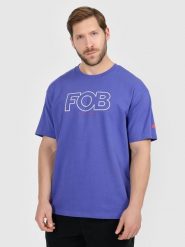 4F T-shirt loose z nadrukiem męski - fioletowy L. Fioletowe t-shirty męskie 4f, l, bez wzorów, z materiału, bez kołnierzyka. Za 79.99 zł.
