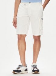 Aeronautica Militare Szorty materiałowe 251BE066CT1122 Biały Regular Fit. Białe szorty męskie AERONAUTICA MILITARE, z bawełny, bez kołnierzyka. Za 379.99 zł.