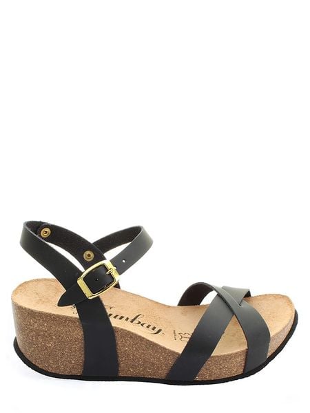 Sunbay Sandały "Pivoine" w kolorze czarnym na koturnie rozmiar: 42. Czarne sandały damskie Sunbay, bez wzorów, bez obcasa, na koturnie. Za 130.81 zł.