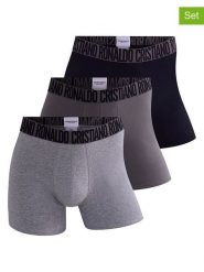 CR7 Bokserki (3 pary) w kolorze szarym, antracytowym i czarnym rozmiar: M. Czarne bokserki męskie CR7, bez wzorów. Za 73.99 zł.