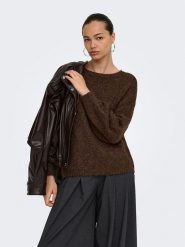 ONLY Sweter w kolorze brązowym rozmiar: XL. Brązowe swetry klasyczne damskie Only, xl, z wełny, bez kołnierzyka. Za 129.95 zł.