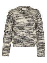 MOSS COPENHAGEN Wełniany sweter "Annasol" w kolorze kremowo-czarnym rozmiar: M/L. Brązowe swetry klasyczne damskie MOSS COPENHAGEN, l, z wełny, bez kołnierzyka. Za 219.60 zł.