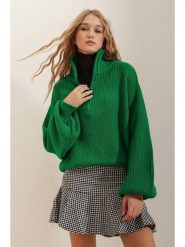 Trend Alaçatı Stili Sweter w kolorze zielonym rozmiar: onesize. Zielone golfy damskie Trend Alaçatı Stili, bez wzorów, ze splotem, bez ramiączek. Za 92.21 zł.