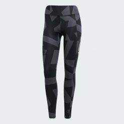 Legginsy Terrex Multi Printed. Brązowe legginsy damskie Adidas, l, bez wzorów, z dzianiny. Za 329.00 zł.