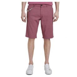 Spodenki męskie Tom Tailor Bermudy szorty lniane różowe. Czerwone szorty męskie Tom Tailor, z bawełny, bez kołnierzyka. Za 146.05 zł.