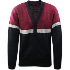 Kardigan, Bordowo-Granatowy w Paski, Sweter Zapinany na Guziki, Elegancki -BRAVE SOUL. Czerwone kardigany męskie Brave Soul, m, bez wzorów, dziergany, casualowe, bez kołnierzyka. Za 129.00 zł.