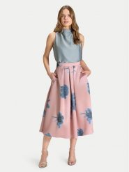 Swing Spódnica midi 2AK00300 Różowy Regular Fit. Czerwone spódniczki damskie Swing, bez wzorów, z syntetyku, midi. Za 599.99 zł.