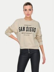 ONLY Bluza 15254183 Beżowy Loose Fit. Brązowe bluzy bez kaptura damskie Only, l, z bawełny. Za 129.99 zł.