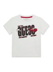 Guess T-Shirt N6RI00 K8HM4 Biały Regular Fit. Białe t-shirty chłopięce Guess, z aplikacjami, z bawełny, bez ramiączek. Za 89.99 zł.