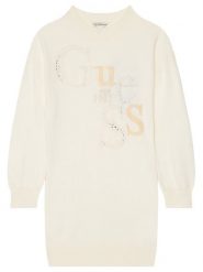 Guess Sukienka dzianinowa J5BK20 Z2NQ2 Beżowy Regular Fit. Brązowe sukienki dziewczęce Guess, z aplikacjami, z dzianiny, bez ramiączek. Za 199.99 zł.