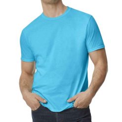Koszulka Softstyle EZ Unisex Dla Dorosłych. Niebieskie bluzki damskie Gildan, xl, bez wzorów, sportowe, bez kołnierzyka, bez ramiączek. Za 48.99 zł.