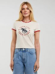 Koszulka damska z kontrastowym wykoŅczeniem Tottera 803. Brązowe t-shirty damskie Big Star, l, bez wzorów, z bawełny, bez kołnierzyka. W wyprzedaży za 29.99 zł.