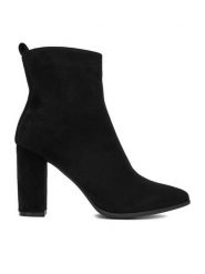 DeeZee Botki E-5133-6 Czarny. Czarne botki damskie DeeZee, z materiału, bez obcasa, na słupku, bez zapięcia. Za 199.99 zł.