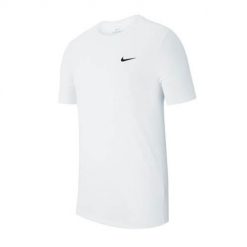 Koszulka sportowa męska Nike Dry Tee Crew Solid. Białe t-shirty sportowe męskie Nike, m, bez ramiączek, na fitness i siłownię. Za 201.99 zł.