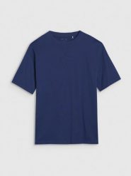 4F T-shirt oversize gładki damski - granatowy M. Niebieskie t-shirty damskie 4f, m, bez wzorów, z bawełny, bez kołnierzyka. W wyprzedaży za 39.99 zł.