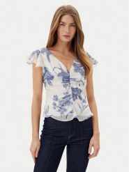 Guess Bluzka W5GH86 WCWF2 Biały Classic Fit. Białe bluzki damskie Guess, xs, z aplikacjami, z syntetyku, bez ramiączek. Za 229.99 zł.