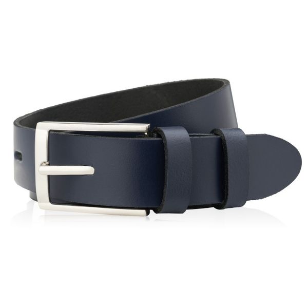 Pasek męski 110 cm granatowy PAOLO PERUZZI PG-03-DBS-110. Niebieskie paski męskie Paolo Peruzzi, bez wzorów, z jeansu, eleganckie. Za 49.00 zł.