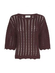 MOSS COPENHAGEN Sweter "Fairyn" w kolorze ciemnobrązowym rozmiar: XS/S. Brązowe swetry klasyczne damskie MOSS COPENHAGEN, s, z bawełny, bez kołnierzyka. Za 184.89 zł.