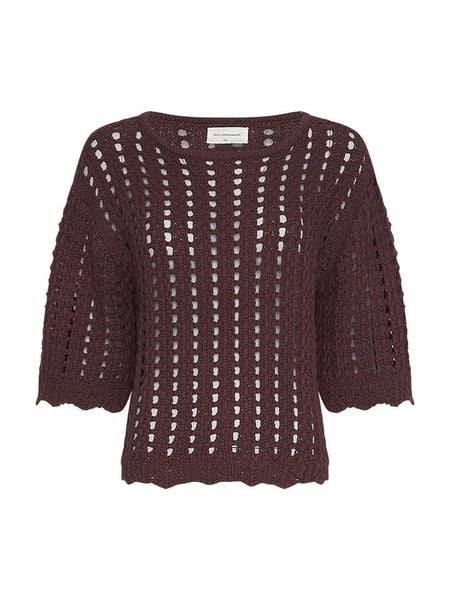 MOSS COPENHAGEN Sweter "Fairyn" w kolorze ciemnobrązowym rozmiar: XS/S. Brązowe swetry klasyczne damskie MOSS COPENHAGEN, s, z bawełny, bez kołnierzyka. Za 170.87 zł.