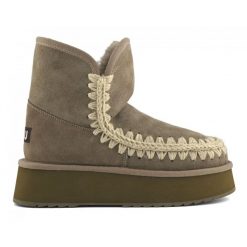 MOU Platform boot suede Śniegowce damskie. Szare śniegowce damskie Mou, z wełny. W wyprzedaży za 855.99 zł.