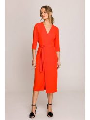 Stylove Sukienka w kolorze czerwonym rozmiar: XXL. Czerwone sukienki damskie Stylove, xxl, bez wzorów, z tkaniny, bez kołnierzyka, bez ramiączek, midi. Za 259.74 zł.