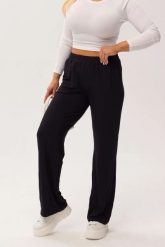 Czarne spodnie bambusowe Marlene z prostą nogawką PLUS SIZE XXL OVERSIZE WIOSNA LATO. Czarne spodnie materiałowe damskie Moda Size Plus Iwanek, bez wzorów, z dzianiny, eleganckie, plus size. Za 179.90 zł.