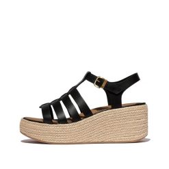 Klapki na koturnie w stylu rybaka damskie FitFlop Platfforms. Brązowe klapki damskie FIT FLOP, bez wzorów, z materiału, bez obcasa, na koturnie. Za 695.00 zł.