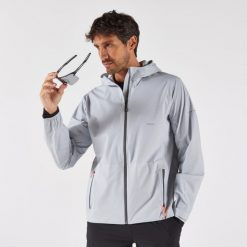 Kurtka do biegania przeciwdeszczowa męska Kiprun Run 900. Szare kurtki treningowe męskie KIPRUN, l, bez wzorów, z materiału, do biegania. Za 399.99 zł.